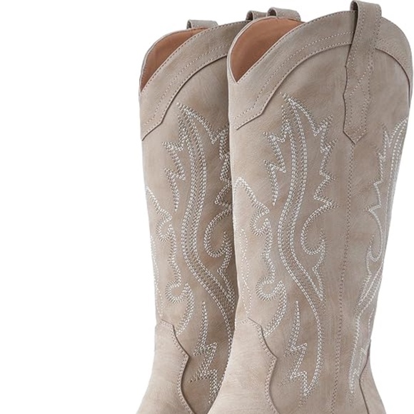 Cowboy Boots For Women Western Cowgirl Boots with Chunky Heel Mid Calf Snip Toe - Picture 7 of 11